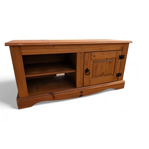 259 - Mexican Pine TV Stand & Coffee Table - Some Marks and Staiing to Top Surface of Coffee Table As Show... 