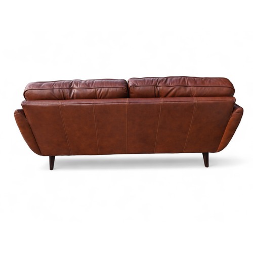 257 - Excellent Dark Tan Scandinavian Style Leather 3 Seater DFD Zinc Sofa - Overall Good Condition (Note ... 