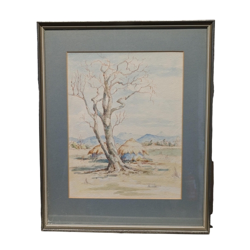 289 - Framed and Glazed Watercolour - Naive Village Landscape Scene Signed Lower Right  T Cottrill  
15x18... 