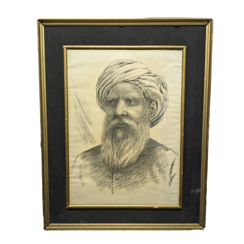 290 - Extensive Pencil Portrait of Indian/Pakistani Gentleman. 23 x 29inch
Signe Lower Right Kamal - Some ... 