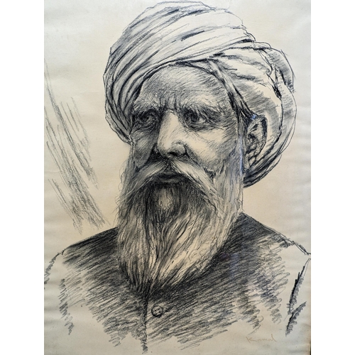 290 - Extensive Pencil Portrait of Indian/Pakistani Gentleman. 23 x 29inch
Signe Lower Right Kamal - Some ... 