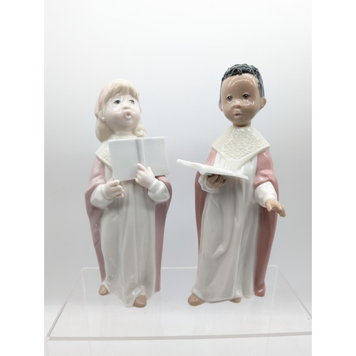 293 - Golden memories By Lladro - Pair of Choir Figures - 23cm No Losses or Damage