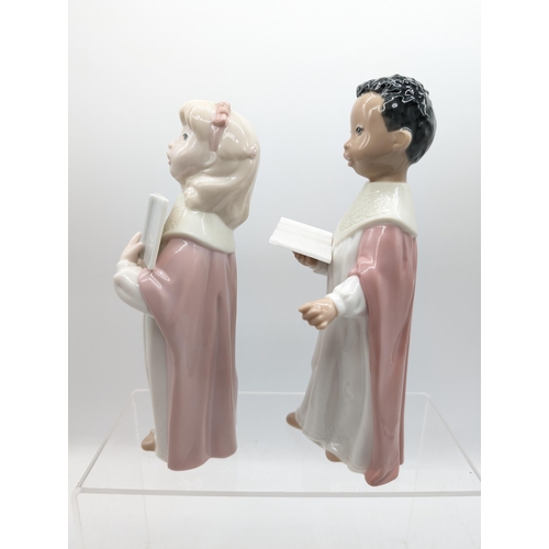 293 - Golden memories By Lladro - Pair of Choir Figures - 23cm No Losses or Damage