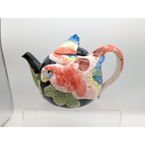 294 - Vintage Fitsz and Floyd Decorated Parrot Teapot - 30x15cm Some Minor Paint Chips