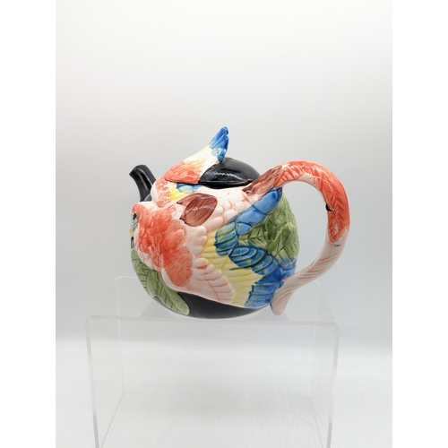 294 - Vintage Fitsz and Floyd Decorated Parrot Teapot - 30x15cm Some Minor Paint Chips