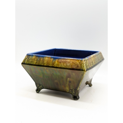 297 - Vintage Drip Glaze Wardle Art Small Footed Planter/ Bowl - Unusual Lustre Glaze with Cobalt Interior... 