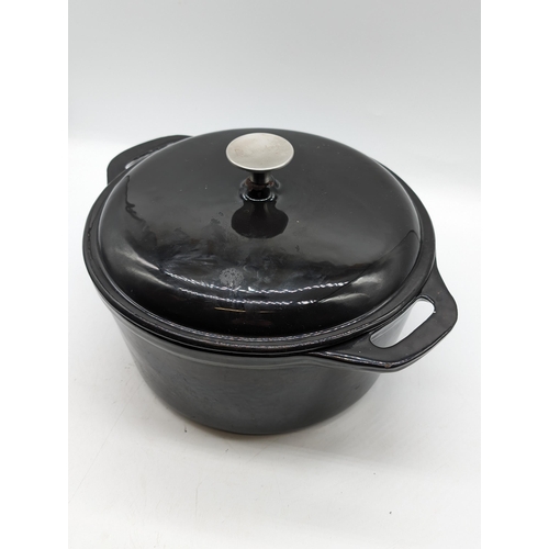 304 - Large Black Denby Cast Iron - Round Stock Pot 
26cm Overall Condition is Good