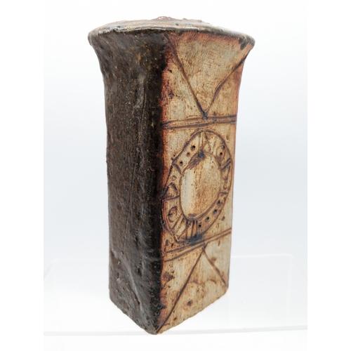 306 - Alan Wallwork (1931-2019) Studio Pottery Stoneware Impressive Slab Vase 20cm (h) 6cm (d) 8cm (w) In ... 