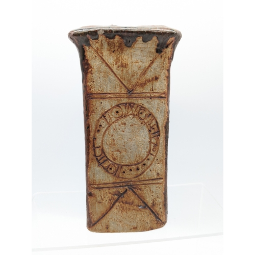 306 - Alan Wallwork (1931-2019) Studio Pottery Stoneware Impressive Slab Vase 20cm (h) 6cm (d) 8cm (w) In ... 