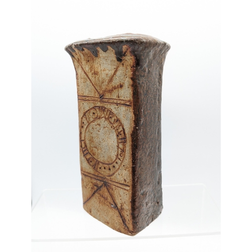 306 - Alan Wallwork (1931-2019) Studio Pottery Stoneware Impressive Slab Vase 20cm (h) 6cm (d) 8cm (w) In ... 