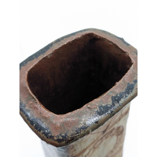 306 - Alan Wallwork (1931-2019) Studio Pottery Stoneware Impressive Slab Vase 20cm (h) 6cm (d) 8cm (w) In ... 