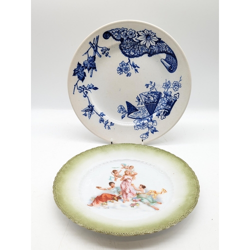 307 - Antique J Defries and Sons Chinoiserie Plate 27cm 
good Condition 
Plus One other Hand Painted Plate