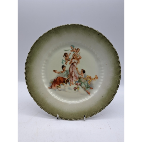 307 - Antique J Defries and Sons Chinoiserie Plate 27cm 
good Condition 
Plus One other Hand Painted Plate