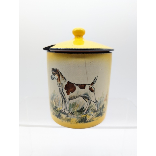 308 - Antique Watcombe Pottery One Of a Kind Storage Jar - Very Unusual Piece Depicting a Dog With Persona... 