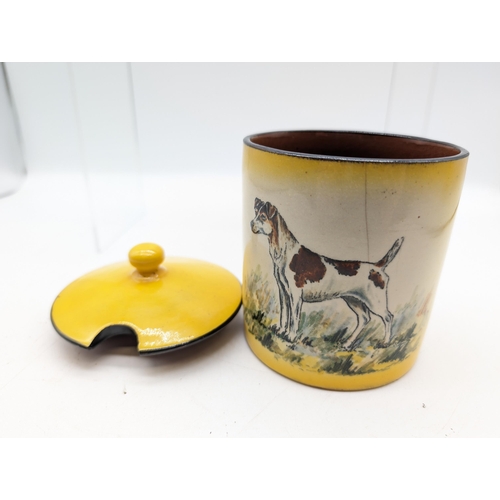 308 - Antique Watcombe Pottery One Of a Kind Storage Jar - Very Unusual Piece Depicting a Dog With Persona... 