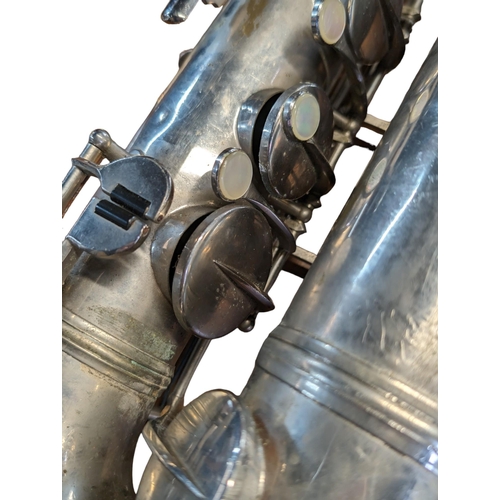 316 - Silver Plated Saxophone Marked Dupont Milano - Serial Number  2229 With ROC 4 Star Mouthpiece - Over... 