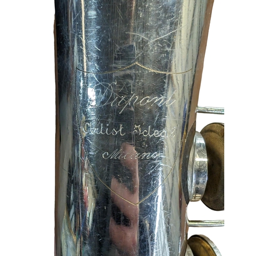 316 - Silver Plated Saxophone Marked Dupont Milano - Serial Number  2229 With ROC 4 Star Mouthpiece - Over... 