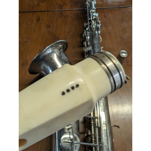 316 - Silver Plated Saxophone Marked Dupont Milano - Serial Number  2229 With ROC 4 Star Mouthpiece - Over... 