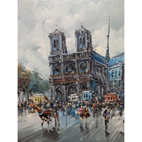 317 - Antonio DeVity Huge Original Oil On Canvas - Extensive Parisian Scene - Unframed 47