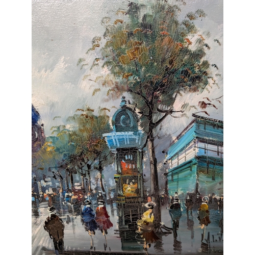 317 - Antonio DeVity Huge Original Oil On Canvas - Extensive Parisian Scene - Unframed 47