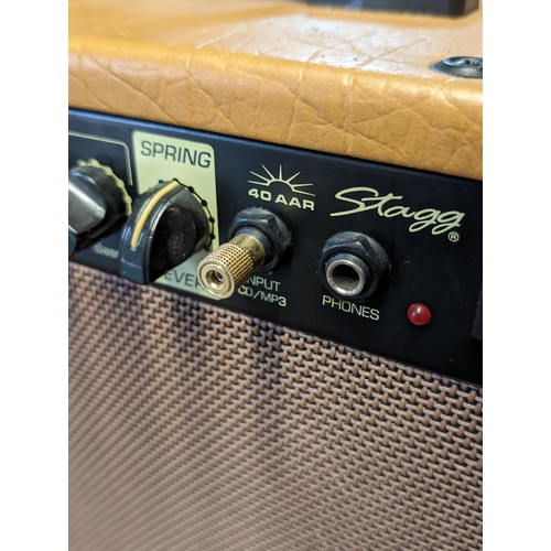 325 - Stagg 40 AAR 40W Acoustic Guitar Amplifier with Spring Reverb - Has Small Scuff to Leather, Working ... 