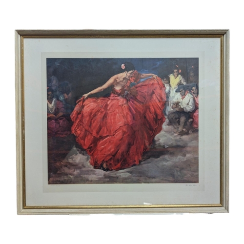 339 - Large 1960's Framed and Glazed Print. Titled The Red Skirt - After Clemente 84x74cm -