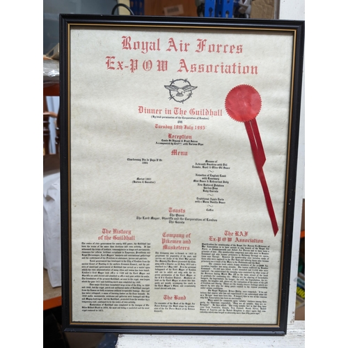 342 - RAF/WW2  Interest Large Framed Ex POW Association Guild Hall Invitation Plus Vintage Bob Burns Theat... 