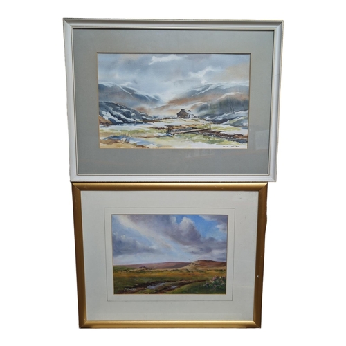 350 - Pair of original Art Works - Oil on Board By Lawrence Larsen Bell Tor and Honey Bag Tor Dartmoor Sce... 