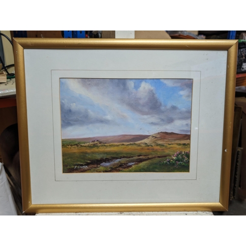 350 - Pair of original Art Works - Oil on Board By Lawrence Larsen Bell Tor and Honey Bag Tor Dartmoor Sce... 