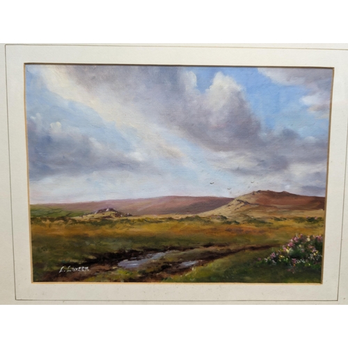 350 - Pair of original Art Works - Oil on Board By Lawrence Larsen Bell Tor and Honey Bag Tor Dartmoor Sce... 