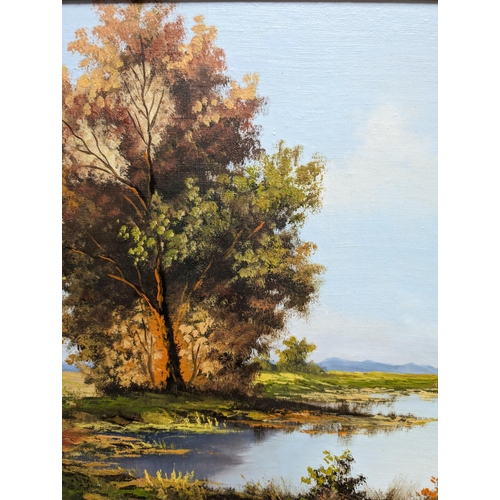 352 - Large Landscape Oil Painting - In Good Condition Signed Lower Right Well Mounted and Framed 93x55cm