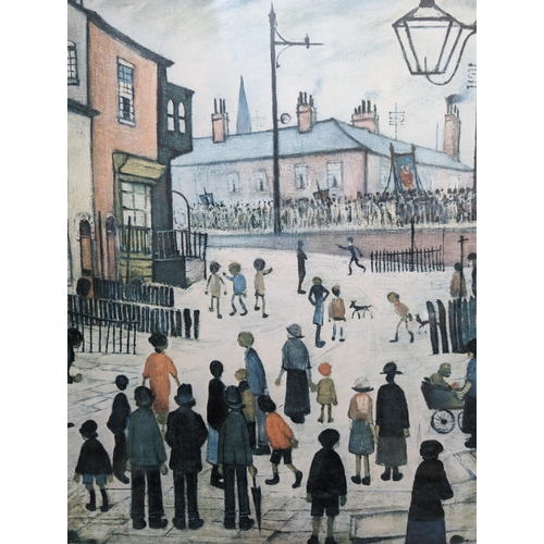 356 - Large Vintage Lowry Print - Well Framed And Mounted 80x65cm