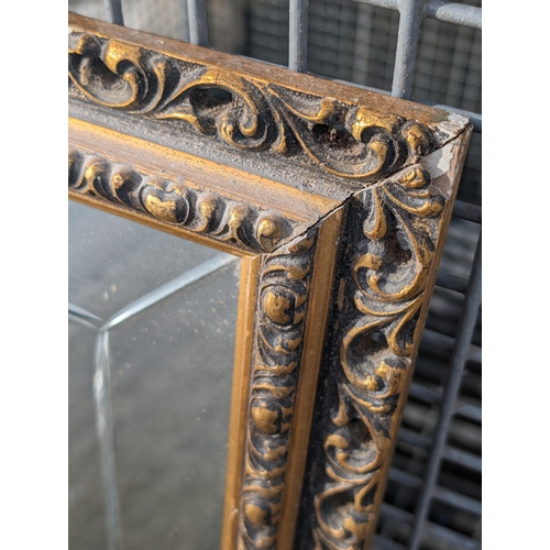 358 - Large Heavy Cut Glass Mirror With Ornately Carved Gilt Style Frame - Excellent Condition 54x90cm