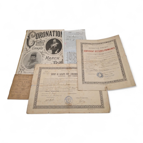 396 - Excellent Bundle of 18th/19thC Ephemera Including Coronation Grand March Music Booklet Antique Prope... 