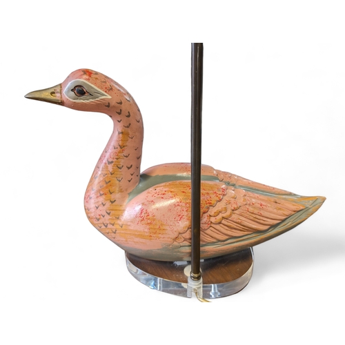 111A - STAR LOT - EXCEPTIONAL PAIR LUCIENNE MONIQUE VINTAGE TABLE LAMPS IN THE FORM OF DUCKS - WITH ORIGINA... 