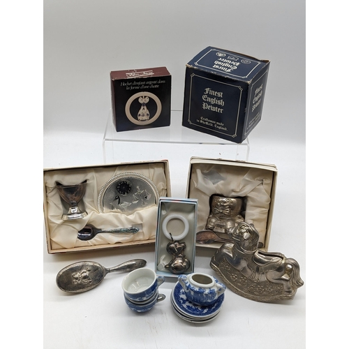 412 - Excellent Bundle Of Vintage Christening Gifts - Silverplated Rattles, Moneyboxes, Ornaments And Gift... 