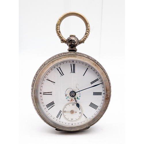 420 - Antique Marked 0.800 Solid silver cased Pocket watch, key wind. untested but appears To be overall C... 