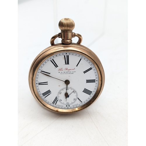 428 - The Regent W E Watts Enamel faced Pocket watch - Full Hunter Swiss Made Star Dennison Case Running -... 