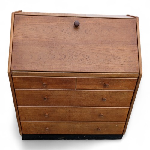 1A - Mid Century Nathan 4 Drawer Bureau W91.5 D46 H104

No Key - Some Age Related Marks