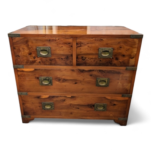 11A - Wonderful G T Rackstraw Yew Campaign 4 drawer Chest - Solid Brass Hardware Solid Yew - 73.5cm x 38.5... 