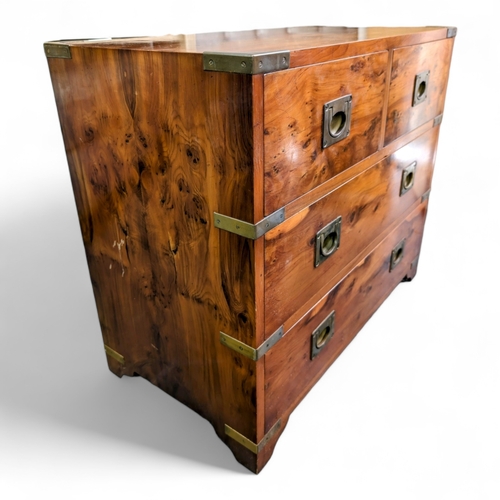 11A - Wonderful G T Rackstraw Yew Campaign 4 drawer Chest - Solid Brass Hardware Solid Yew - 73.5cm x 38.5... 