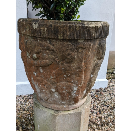 12 - Impressive Pair Antique Reconstituted Stone Garden Cherub Planters (Believed Victorian) With Modern ... 