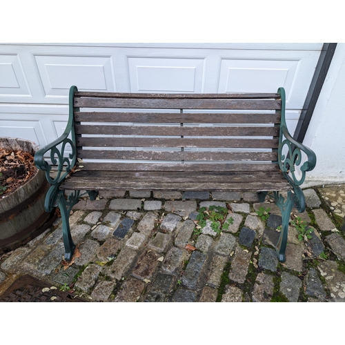 19 - Cast Iron Ended Garden Bench Seat Set, Two Seater And Single Seater - Timbers Appear Solid bench has... 