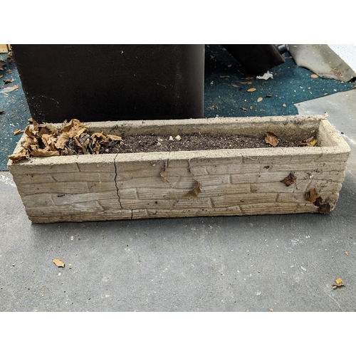 22 - Pair Concrete Stonework Design Planters / A/F Some Cracks But Seem Structurally Sound