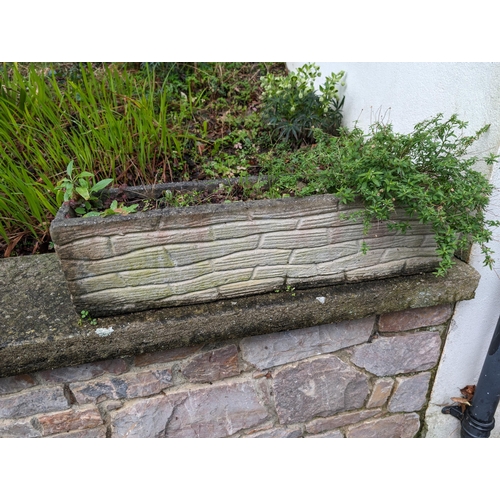 22 - Pair Concrete Stonework Design Planters / A/F Some Cracks But Seem Structurally Sound