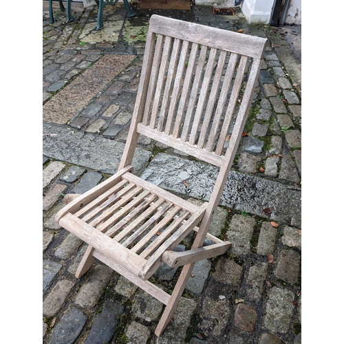 24 - Set of 6 Teak? Folding Garden Chairs - Appear In Good Condition 51x55x100cm