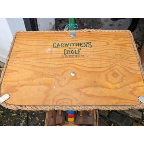 26 - Carwithens Game of Crolf - Made in Devon Golf / Crocket Set, Complete on Trolley With Balls, Bats An... 