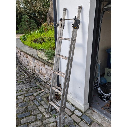 28 - Aluminum Stepladder - Good Condition 6 Rungs 3 Way Combination Ladder