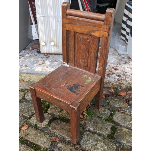 29 - Vintage / Antique Solid Childs Chair - Has Some Scuffs / Paint Marks As Seen 30x32x64cm