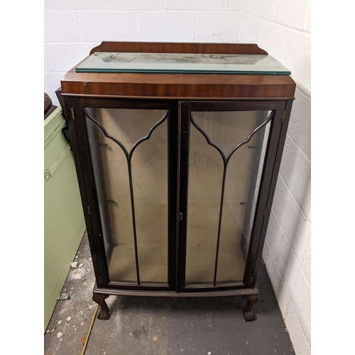 31 - Mahogany Glass Fronted Display Cabinet With Glass Shelves - Minor Marks From Storage 75x33x125cm